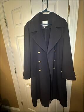 Bagatelle Collection Women's Black Double-Breasted Long Coat